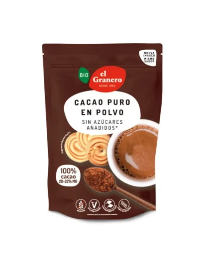 CACAO EN POLVO 20-22% MATERIA GRASA BIO, 250 g[VEGANO][SIN-LECHE][SIN-LACTOSA][SIN-HUEVO][SIN-AZUCAR]