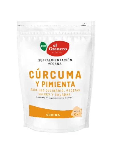 CURCUMA Y PIMIENTA BIO, 200 g[VEGANO][SIN-LECHE][SIN-LACTOSA][SIN-HUEVO][SIN-AZUCAR]