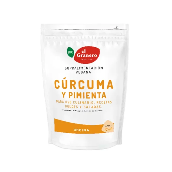 CURCUMA Y PIMIENTA BIO, 200 g[VEGANO][SIN-LECHE][SIN-LACTOSA][SIN-HUEVO][SIN-AZUCAR]