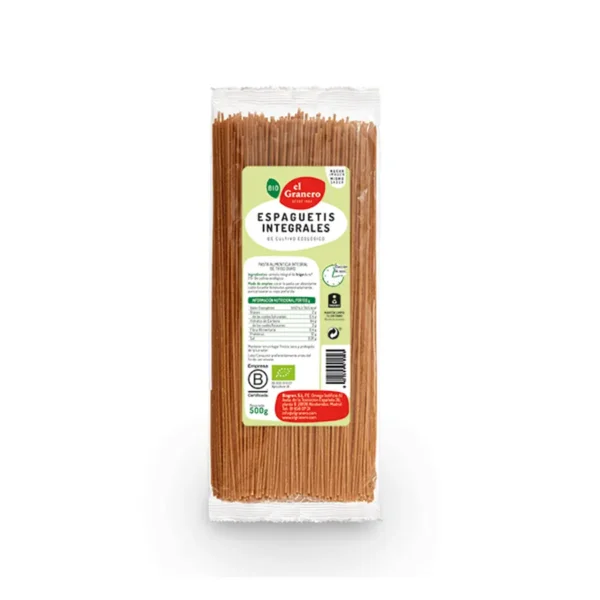 ESPAGUETIS INTEGRALES BIO, 500 g[VEGANO][SIN-LECHE][SIN-HUEVO]