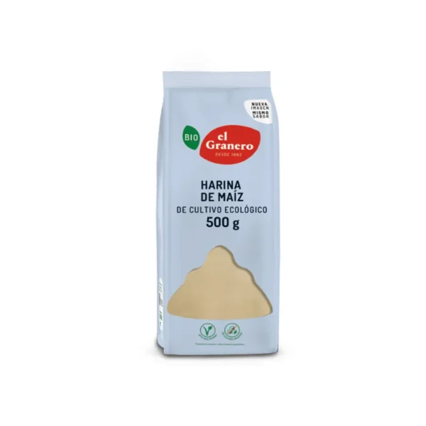 HARINA DE MAIZ BIO, 500 g[VEGANO][SIN-LECHE][SIN-LACTOSA][SIN-HUEVO][SIN-AZUCAR]