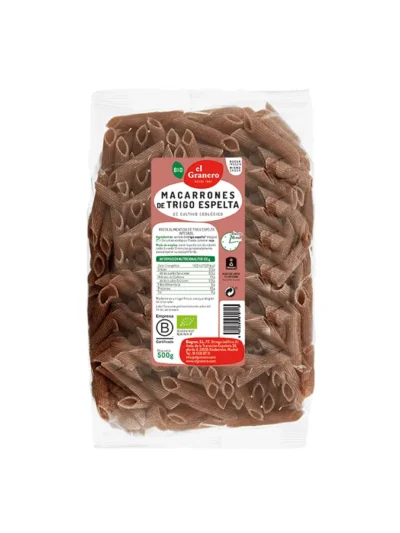 MACARRONES DE TRIGO ESPELTA INTEGRAL BIO, 500 g[VEGANO][SIN-LECHE][SIN-LACTOSA][SIN-HUEVO]