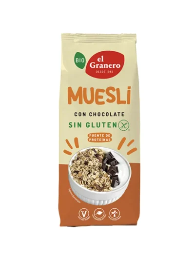 MUESLI CON CHOCOLATE SIN GLUTEN BIO, 375 g[VEGANO][SIN-GLUTEN][SIN-HUEVO]