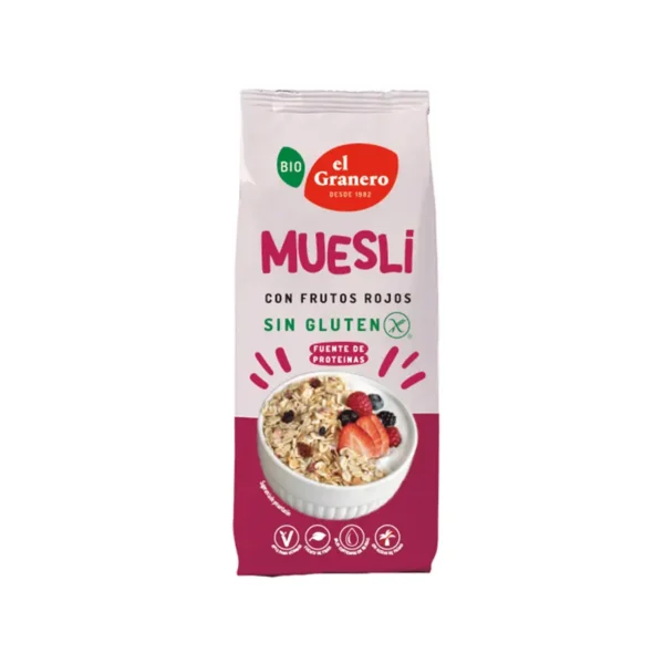 MUESLI CON FRUTOS ROJOS SIN GLUTEN BIO, 375 g[VEGANO][SIN-GLUTEN][SIN-LECHE][SIN-LACTOSA][SIN-HUEVO]