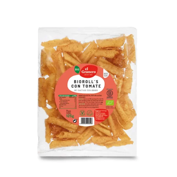Nachos Bioroll`s Con Tomate Bio, 125 G[vegano][sin-Leche][sin-Lactosa][sin-Huevo]